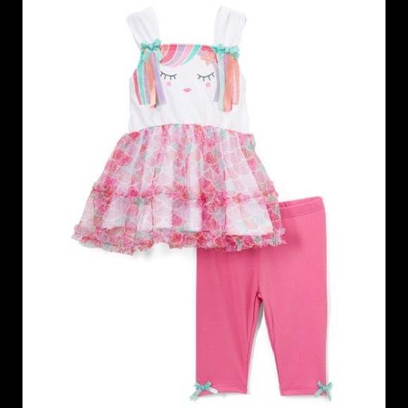 Nannette Mermaid Glitter Tunic & Bow-Accent Shorts